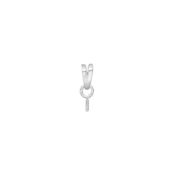 Bail, rabbit ear, sterling silver, 6x3mm with eye pin. Sold individually. image number 0