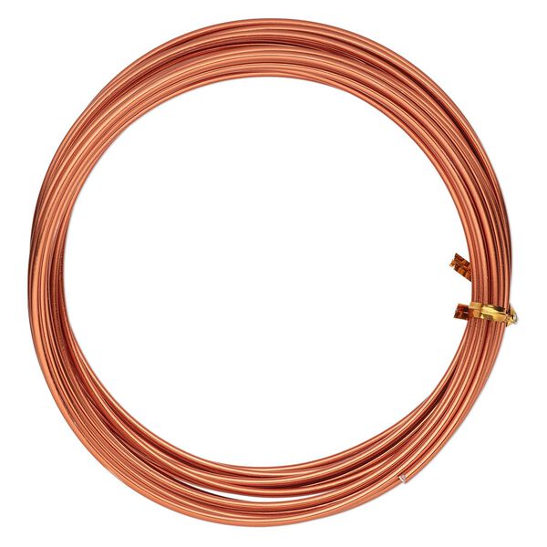 Wire, anodized aluminum, orange copper, 2.5mm round, 10 gauge. Sold per pkg of 18 feet. image number 0