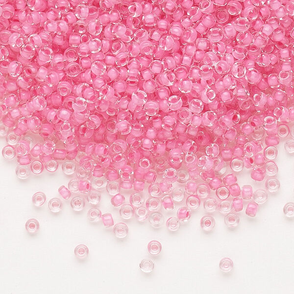 Seed bead, Dyna-Mites™, glass, pkg/1/2kg, #11 round, translucent inside dyed color dusty rose, (208 11/0 RR). image number 0