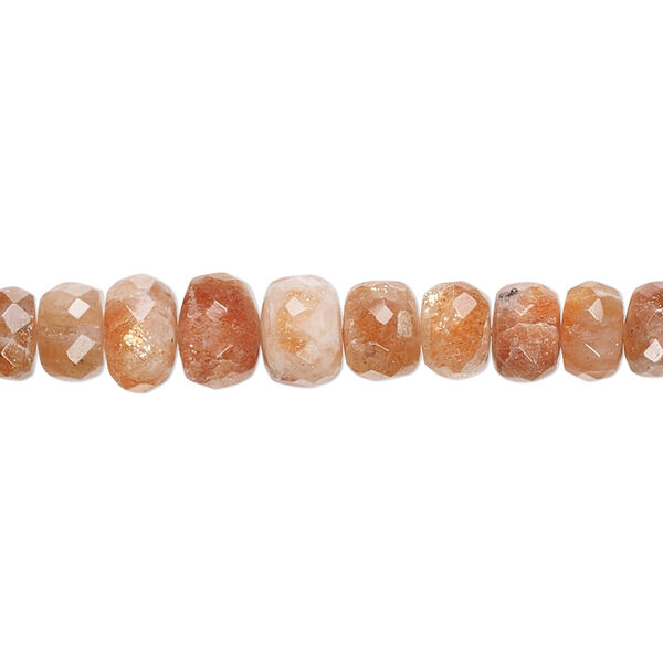 Sunstone 1pkg1, hand-cut faceted rondelle bead natural 17 inch graduated 4x2mm-8x7mm image number 0