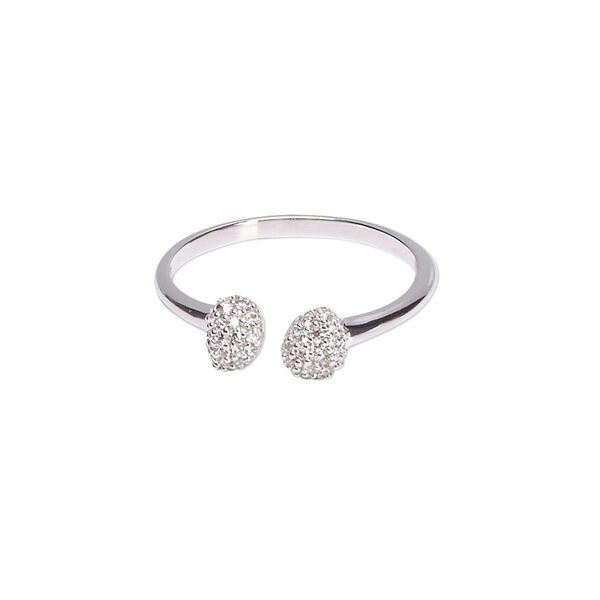 Ring, Create Compliments®, cubic zirconia and rhodium-plated sterling silver, clear, 6mm wide with freeform, size 8. Sold individually. image number 0