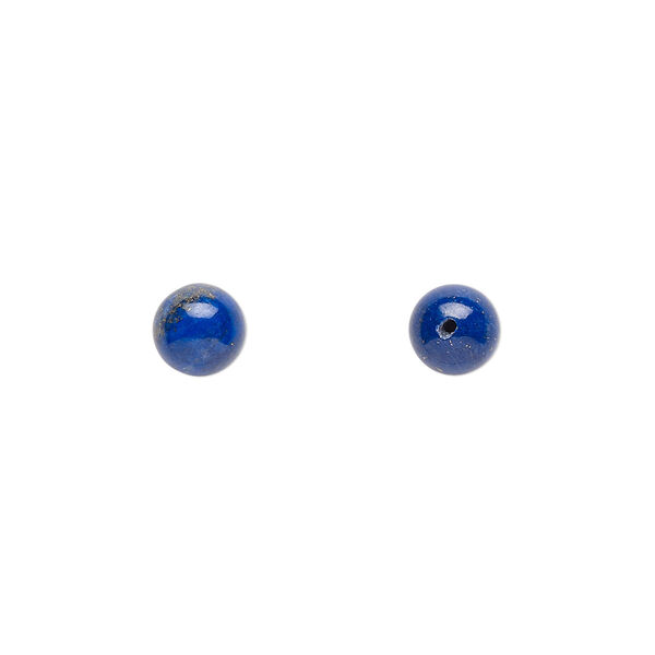 Lapis lazuli 1pkg2, half-drilled round bead natural 6mm image number 0