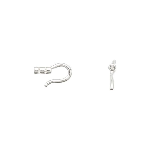Crimp end, JBB Findings, sterling silver, 11x2mm tube with hook clasp, 0.8mm inside diameter. Sold per pkg of 10. image number 0