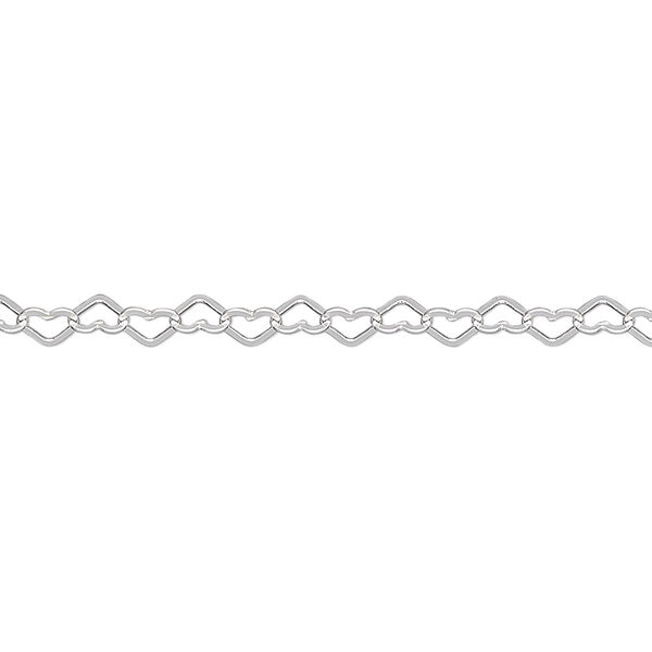 Chain, sterling silver, 3.5mm flat heart cable. Sold per 25-foot spool. image number 0