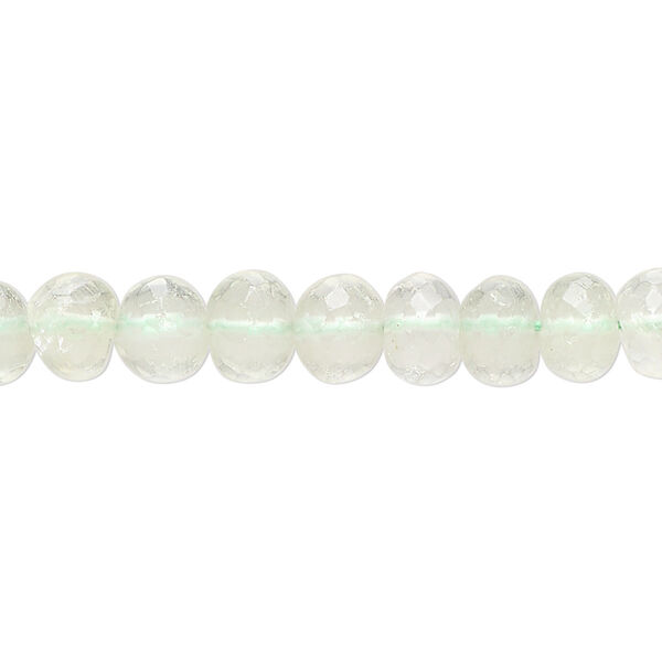 Green quartz 1pkg1, hand-cut micro-faceted rondelle bead B- grade, 14 inch 7x4mm-8x6mm image number 0