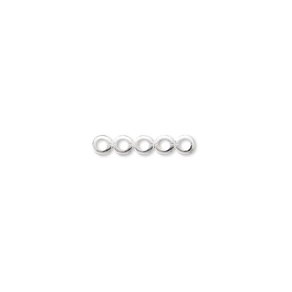 Spacer bar, silver-plated brass, 15x3mm 5-strand, fits up to 3mm bead. Sold per pkg of 100. image number 0