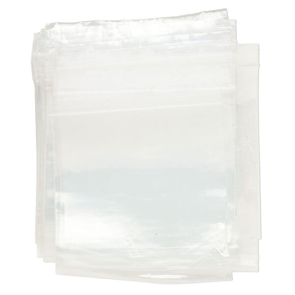 Bag 1pkg100 Tite-Lip™, anti-tarnish plastic, transparent clear, 4x4-inch top zip. image number 1