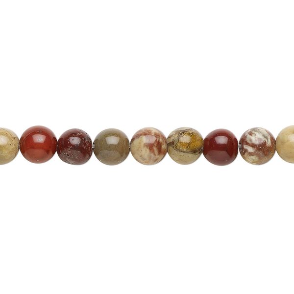 Rainbow brecciated jasper 1pkg1, round bead natural 15.5-16 inch 6mm image number 0