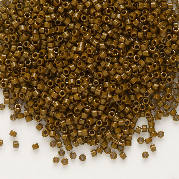 Seed bead, Delica®, glass, pkg/50g, #11 round, Duracoat® opaque outside dyed dark brown (DB-2142). image number 0