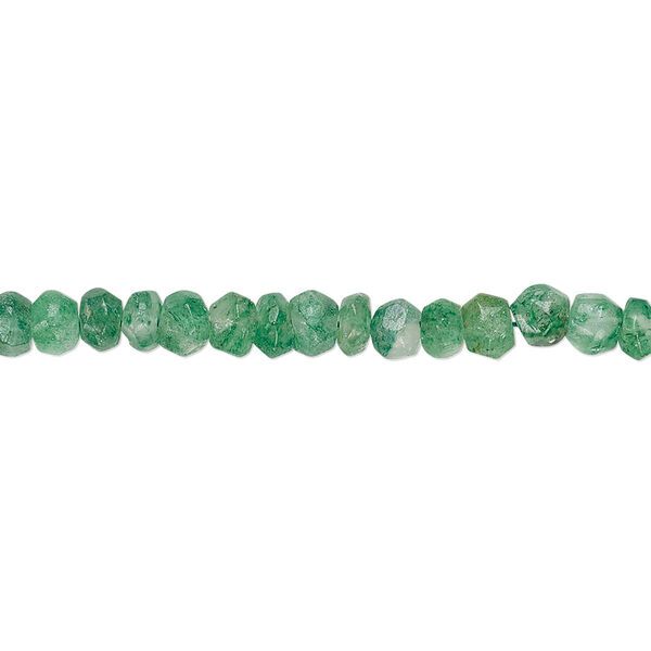 Emerald green aventurine 1pkg1, hand-cut faceted rondelle bead natural 13 inch 4x2mm-5x4mm image number 0