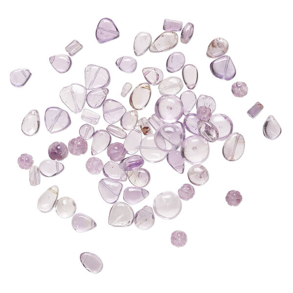 Amethyst 1pkg1, hand-cut top-drilled / center-drilled mixed shapes bead natural 1 oz mix 6x3mm-11x7mm image number 0