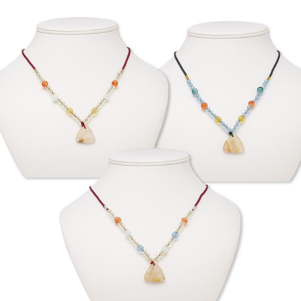 Italian "onyx" / multi-gemstone / acrylic 1pkg3, triangle necklace continuous 20 inch mix 23x23x23mm-25x25x25mm image number 0