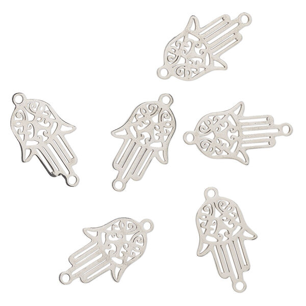 Link, stainless steel, 16x11mm Fatima hand. Sold per pkg of 6. image number 0