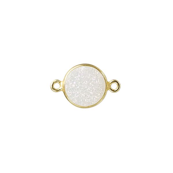 Druzy agate / sterling silver 1pkg1, electrocoated gold finished hand-cut flat round link 11mm image number 0