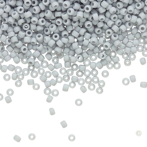 Seed bead, TOHO BEADS®, glass, pkg/7.5g, #11 round, opaque frosted grey (TR-11-53F). image number 0
