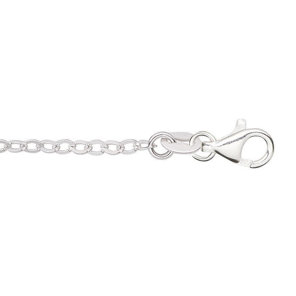 Chain, sterling silver, 2.5mm flat oval cable, 18 inches with lobster claw clasp. Sold individually. image number 0