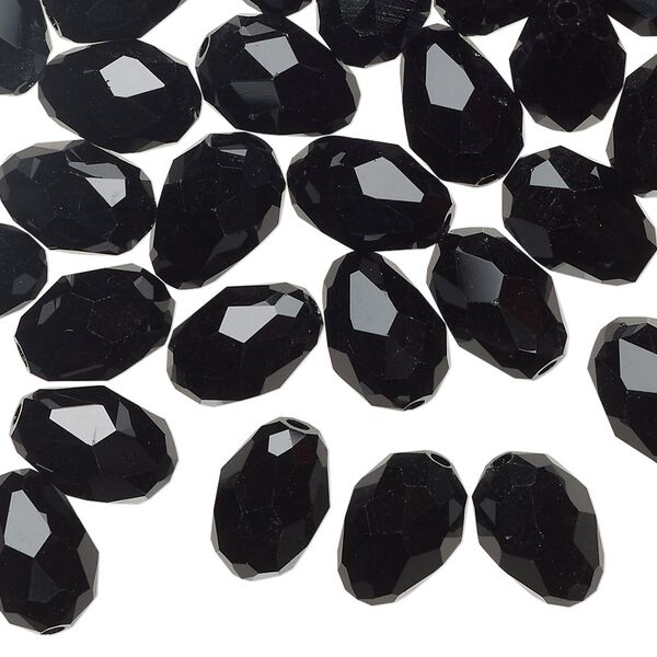 Bead Celestial Crystal® 1pkg40, 11X7.5mm-12X8mm teardrop / 66 facets, opaque black image number 0