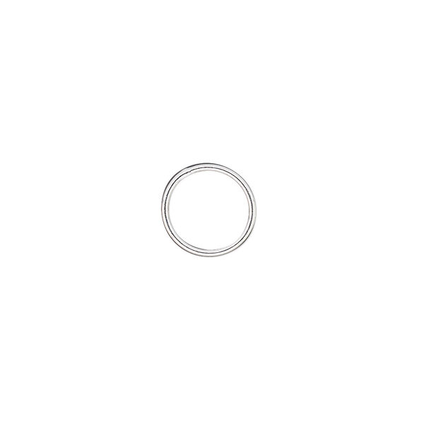 Jump ring, silver-plated brass, 10mm soldered round, 8.3mm inside diameter, 20 gauge. Sold per pkg of 100. image number 0