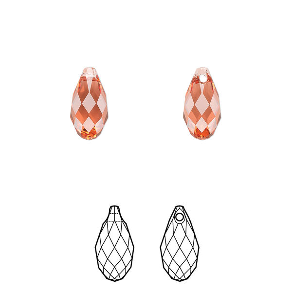 Briolette 24pk padparadscha, Crystal Passions® 11x5.5mm pendant drop 6010 image number 0