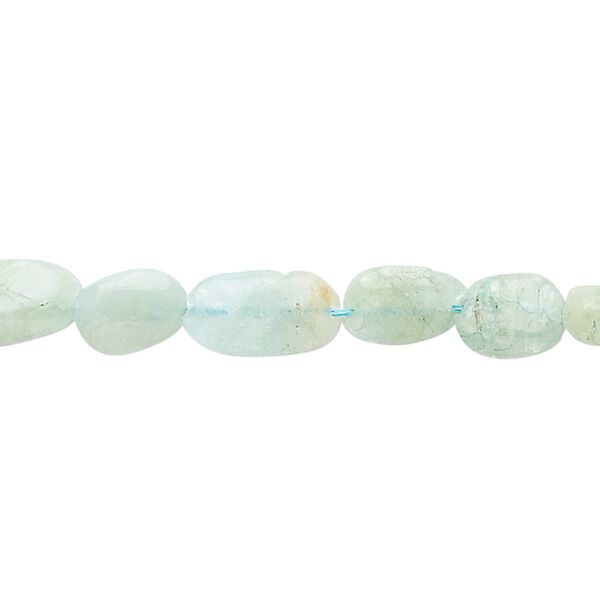 Aquamarine 1pkg1, hand-cut puffed oval bead 13 inch 7x6mm-11x7mm image number 0