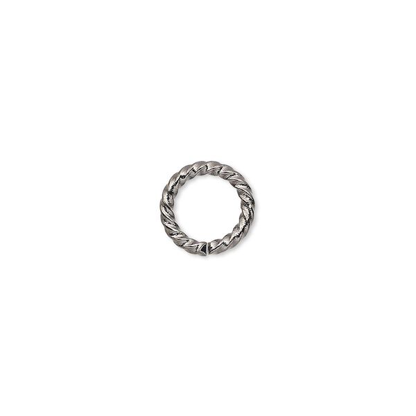 Jump ring, gunmetal-plated brass, 10mm twisted round, 6.8mm inside diameter, 14 gauge. Sold per pkg of 100. image number 0