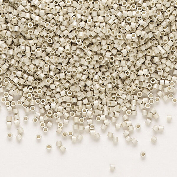 Seed bead, Delica®, glass, pkg/50g, #15 round, opaque galvanized matte silver (DBS-0335). image number 0