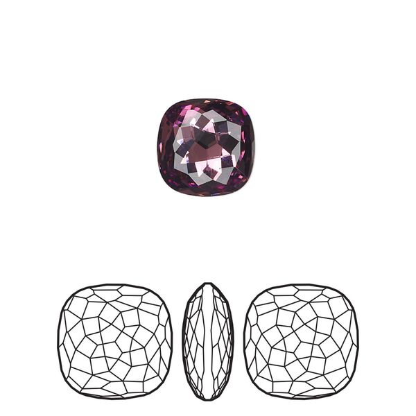 Fancy stone 2pk iris foil back, Crystal Passions® 10mm thin cushion 4483 image number 0
