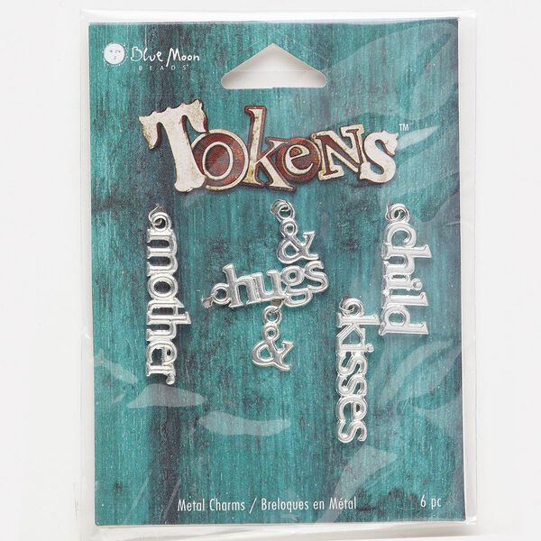 Drop, silver-finished "pewter" (zinc-based alloy), assorted size and shape. Sold per pkg of 6. image number 0