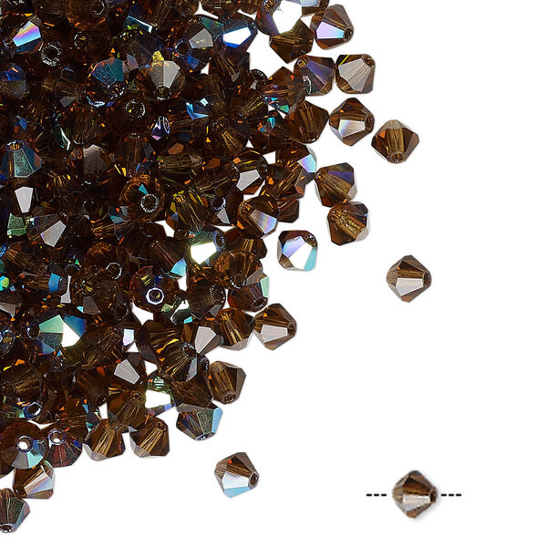 Bead 144pk smoked topaz AB, Preciosa Czech crystal 4mm bicone image number 0
