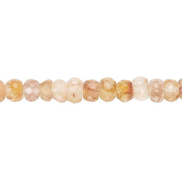 Yellow iron quartz 1pkg1, hand-cut faceted rondelle bead natural 14 inch 5x3mm-6x4mm image number 0