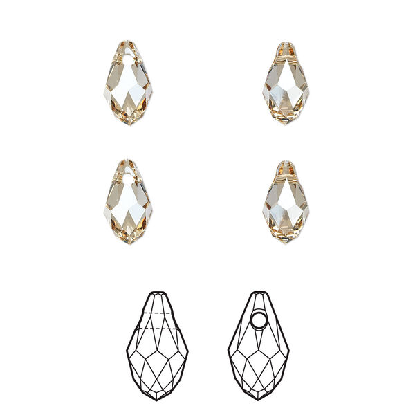 Briolette 4pk crystal golden shadow, Crystal Passions® 9x5mm pendant drop 6007 image number 0