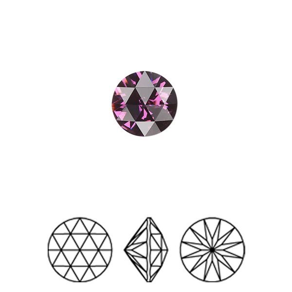 Round stone 2pk amethyst foil back, Crystal Passions® 10mm rose cut round 1401 image number 0