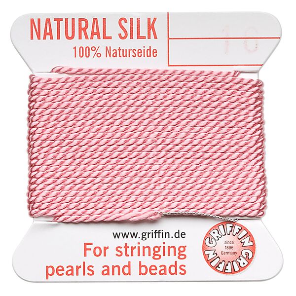 Thread, Griffin, silk, dark pink, size #16. Sold per 2-meter card (approximately 78 inches). image number 0