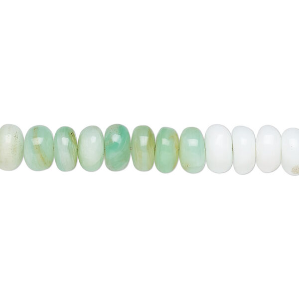 Green Peruvian opal 1pkg1, hand-cut rondelle bead natural B grade, 8 inch 6x3mm-8x4mm image number 0