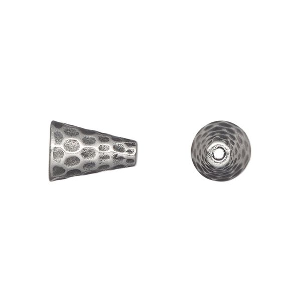 Cone, TierraCast®, pewter (tin-based alloy), 12.5x9mm hammered. Sold per pkg of 20. image number 0