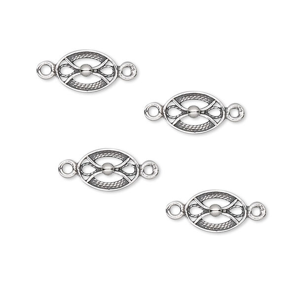 Link, sterling silver, 9x6mm oval. Sold per pkg of 4. image number 0