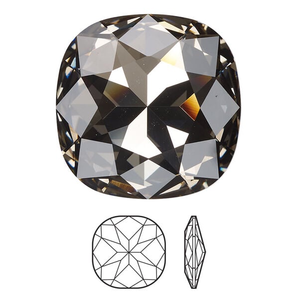 Fancy stone 1pk black diamond foil back, Crystal Passions® 27mm cushion 4487 image number 0