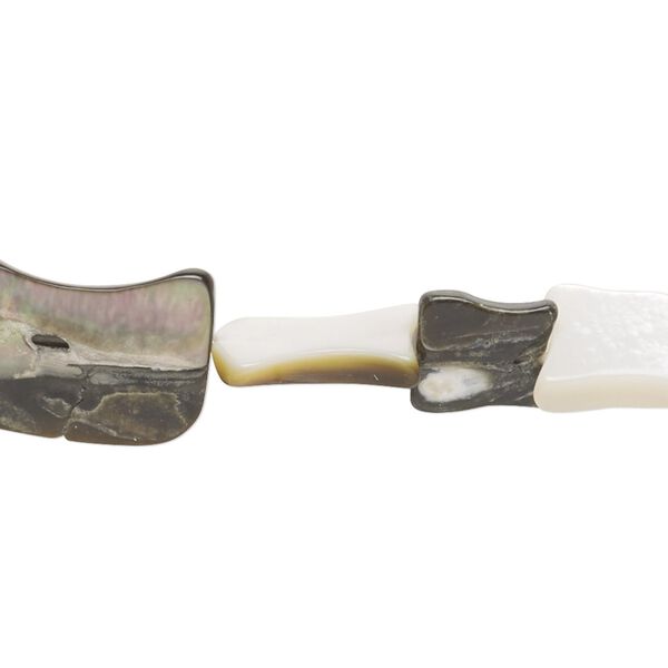 Bead, black lip shell (natural), 9x5mm-18x12mm freeform with 0.5mm hole, Mohs hardness 3-1/2. Sold per 15-1/2" to 16" strand. image number 0