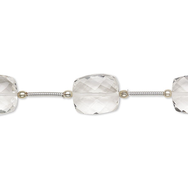 Quartz crystal 1pkg5, hand-cut faceted rectangle bead natural 12x10mm-14x10mm image number 0