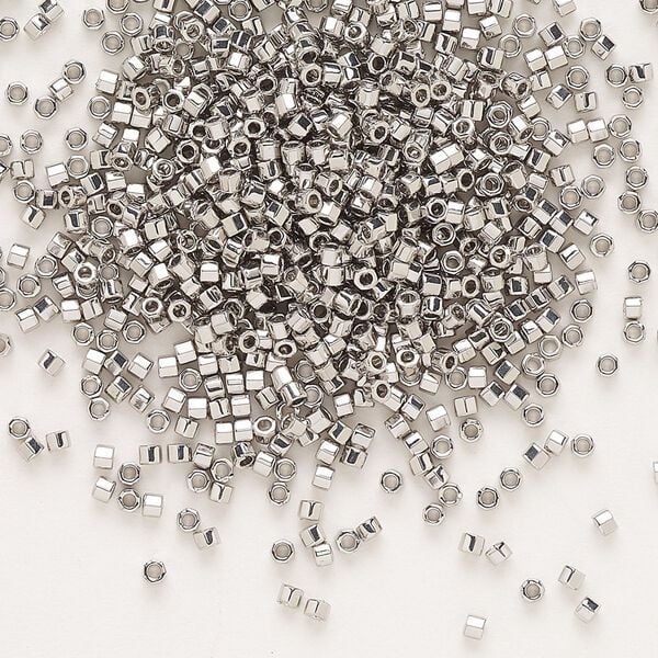 Seed bead, Delica®, glass, pkg/4g, #11 cut, opaque palladium-plated (DBC-0038). image number 0