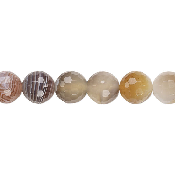 Botswana agate 1pkg1, faceted round bead natural B grade, 15.5-16 inch 8mm image number 0