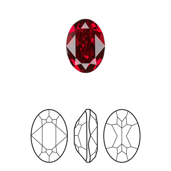 Fancy stone 1pk scarlet foil back, Crystal Passions® 14x10mm oval 4120 image number 0