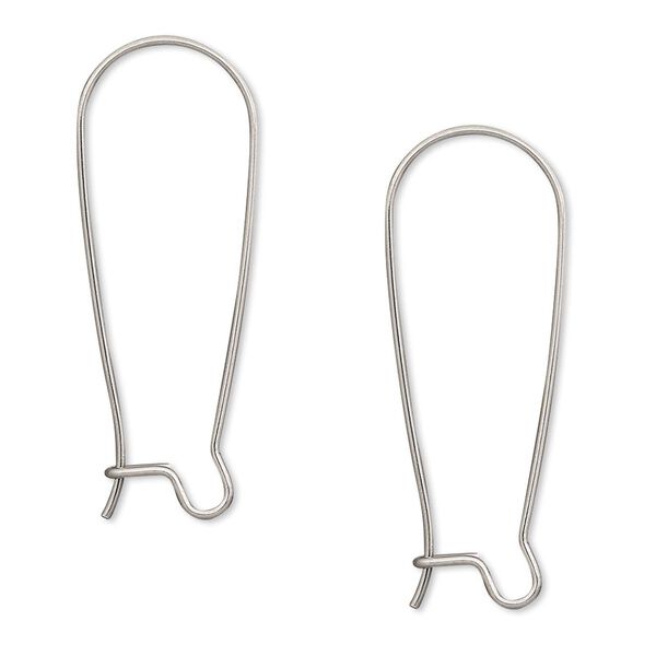 Ear wire kidney 1pkg20, 33mm, 21 gauge stainless steel 10 pair image number 0