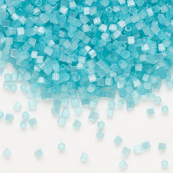 Seed bead, Preciosa Ornela Czech glass, pkg/50g, #11 2-cut hex, translucent solgel dyed satin teal, (05165). image number 0