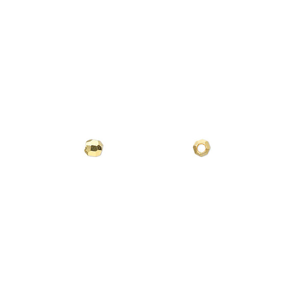 Bead, gold-finished brass, 2.5mm faceted round. Sold per pkg of 48. image number 0