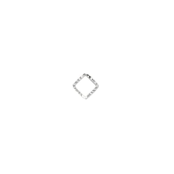 Component, silver-plated brass, 5mm single-sided diamond-cut open square, 1.3mm thick. Sold per pkg of 100. image number 0