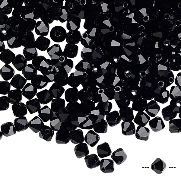 Bead 48pk jet, Preciosa Czech crystal 4mm bicone image number 0