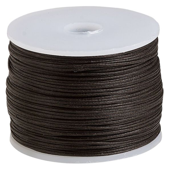 Cord, waxed cotton, brown, 0.5mm. Sold per 100-meter spool. image number 0