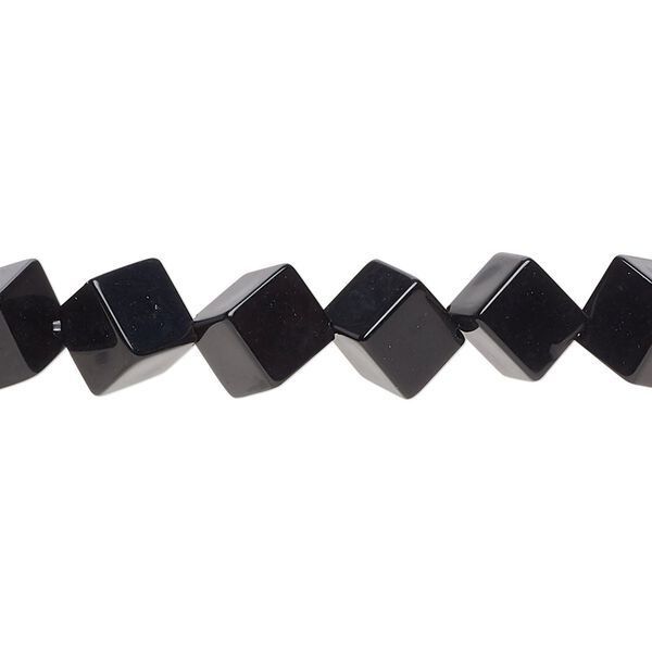 Black onyx 1pkg1, diagonally drilled cube bead 15.5-16 inch 6mm image number 0