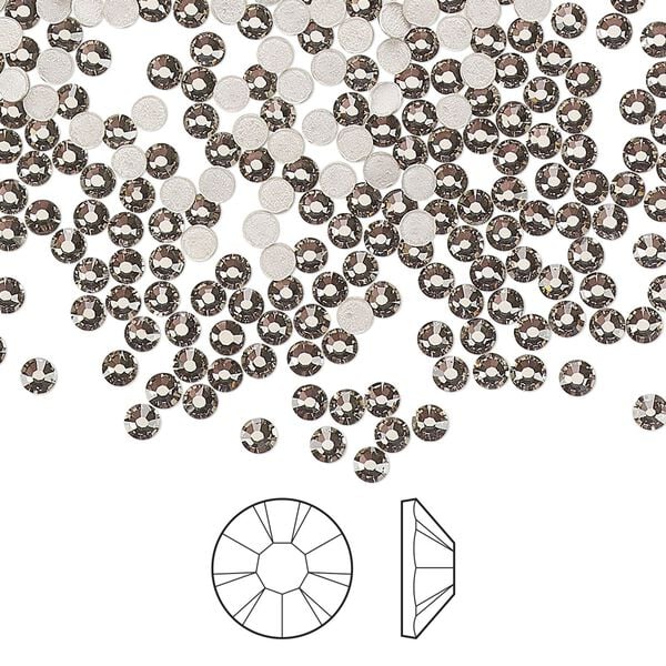Flat back 1440pk black diamond foil back, Preciosa MAXIMA Czech crystal hotfix rhinestone 2.3-2.5mm chaton rose round SS8 image number 0